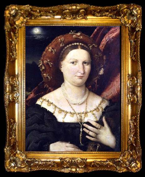framed  Lorenzo Lotto Portrait of Lucina Brembati, ta009-2